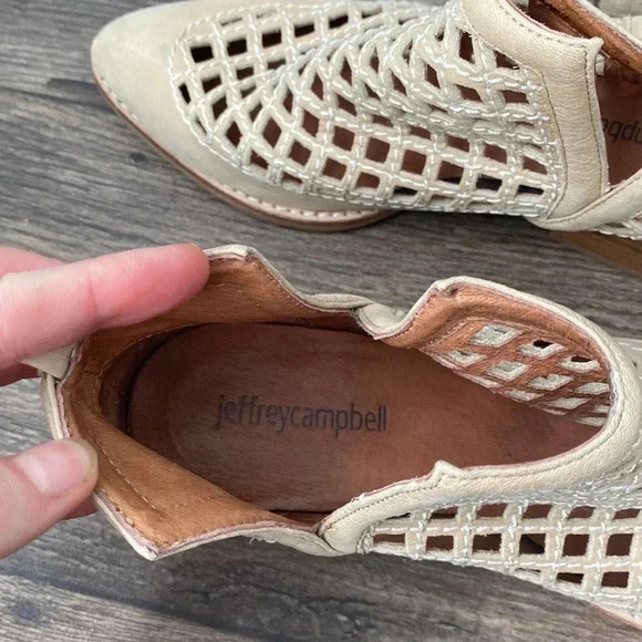 Jeffrey Campbell 6 Taggart Leather Cutout Booties in Ivory - Picture 2 of 8